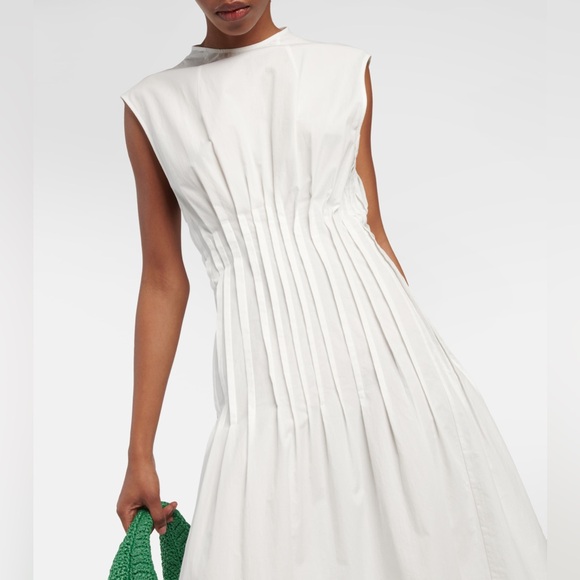 KHAITE Wes pleated cotton poplin maxi dress in White - Picture 1 of 11
